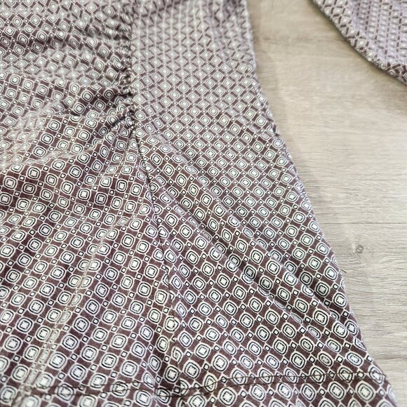 Talbots Brown Geometric Print Talbots Long Sleeve Wrap Style Tunic Top Womens L - Picture 10 of 14